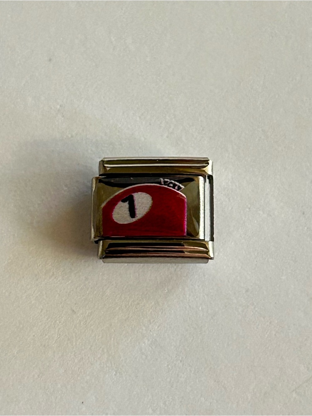 Red Lucky Number 1 Italian Charm Bracelet Link Pool Ball